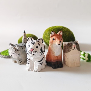 Figuras Decorativas <span class=keywords><strong>de</strong></span> <span class=keywords><strong>Madera</strong></span> Maciza Talladas a Mano con Temática Animal: Gatitos, Cachorros, Tigres, Pequeñas Manualidades <span class=keywords><strong>de</strong></span> Decoración para Escritorio - Product Image 4