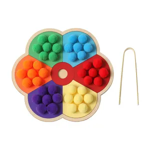 Nuovo fiore in legno arcobaleno bordo clip palla giocattolo educazione precoce dei bambini classificazione dei colori gioco di allenamento pratico