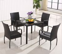 Offre Spéciale poly rotin chaise jardin salle à manger chaise ensembles Table ronde/moderne canne meubles salle à manger chaise ensemble meubles en osier extérieur