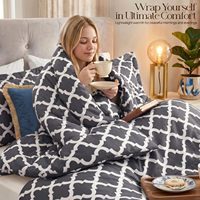 Ensemble de couette 3 pièces Queen Size gris imprimé Utopia, garnissage alternatif, style contemporain
