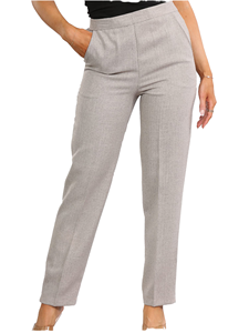 Women's High Waist Straight Pants Light Gray Solid Formal <b>Trousers</b> with Pockets Anti-Wrinkle - Product Image 2
