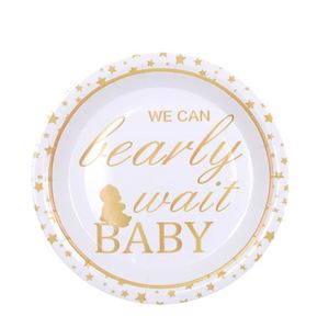 Vaisselle jetable OEM 9 pouces Hello Sweet Baby, style moderne or et blanc, vente chaude, directement de l'usine pour fêtes d'anniversaire - Product Image 2