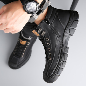 Men Winter Ankle Boots Genuine Leather Plush Lining Rubber Outsole Anti-Slippery Snow Boots - Product Image 3