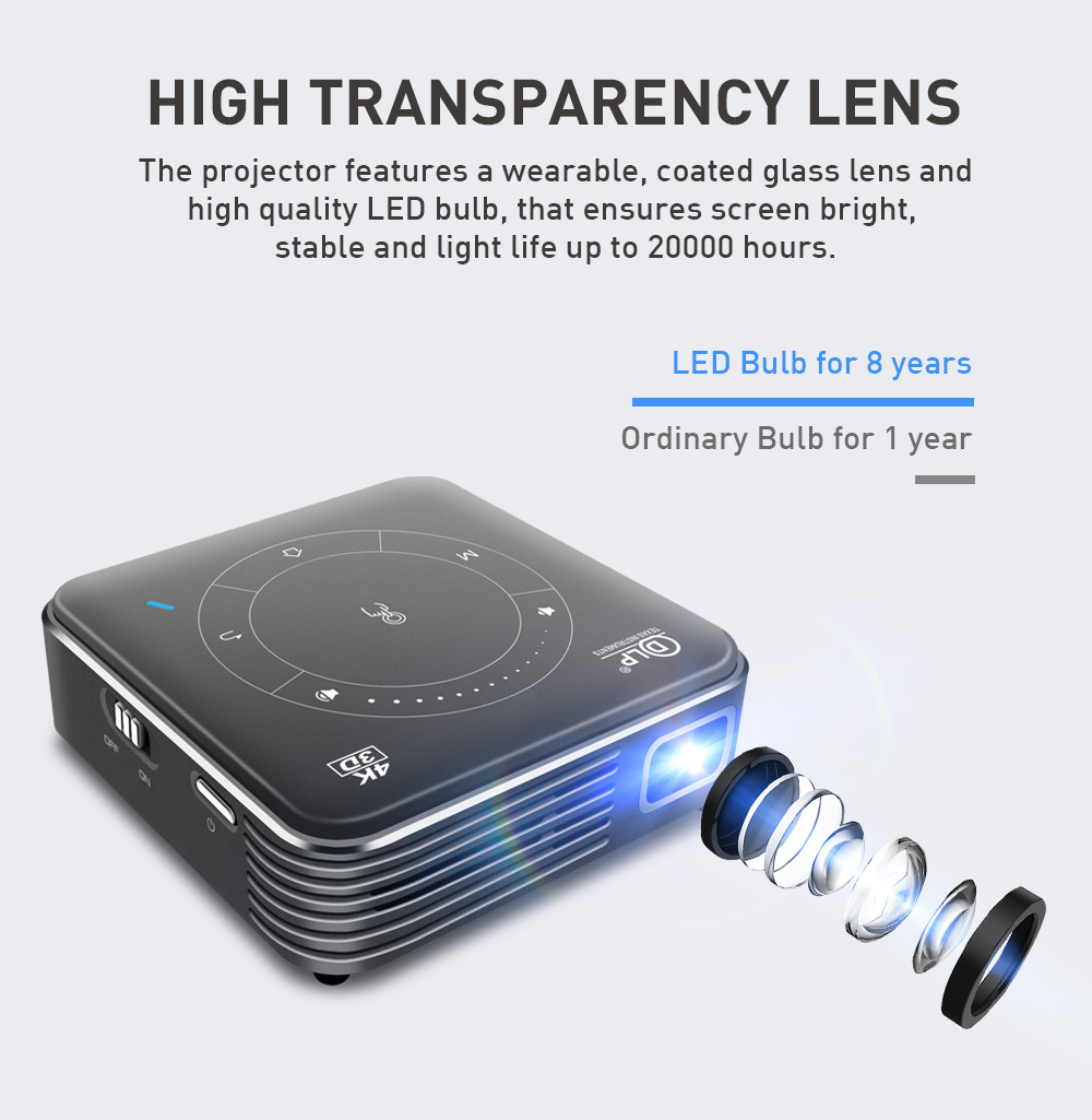 [YIDAHAI P11]55 ANSI LUMENS LED+DLP Mini pocket battery smart AI Theater Wireless wifi digital portable Projector