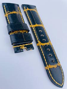 Bracelet de montre en cuir d'alligator fait main, multicolore, vintage, style espagnol, avec coutures artisanales, design personnalisé Ming Fung 24mm/26mm pour - Product Image 3