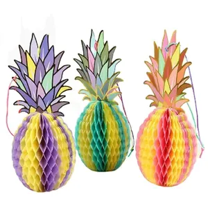 3pcs Pineapple Honeycomb Ball Ornaments Tropical Hawaiian Themed Party Birthday Baby Shower Beach Wedding Party Decoration