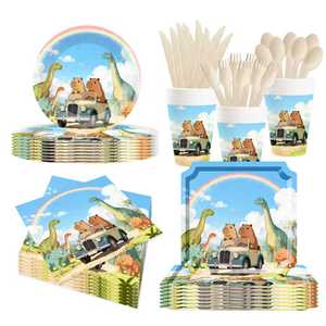 DAMAI <b>Driver</b> Kapibara Provided Disposable Paper Plates, Cups and Napkins for the Jurassic World Party at the Amusement Park - Product Image 1