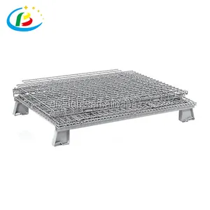 Warehouse Storage Collapsible Wire Mesh Roll Container Factory Sale Movable Nestable And Stackable Forklift Wire Mesh Container