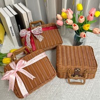 Boîte cadeau artisanale chinoise traditionnelle, panier tissé décoratif pour le rangement de cosmétiques, bijoux et cadeaux