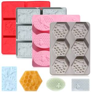 La fábrica MUYULINS puede personalizar un molde de abeja de 6 cavidades y múltiples formas, molde de jabón de silicona antiadherente de grado platino LFGB, libre de BPA. - Product Image 1