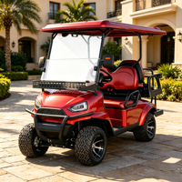 Voiturette de golf électrique haut de gamme 4 places, configuration personnalisée, puissance élevée, batterie au lithium, cadre en aluminium durable et anti-corrosion