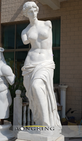 Statue de ballerine en marbre blanc grandeur nature, sculpture de danseuse de ballet sculptée à la main en pierre pour décoration extérieure