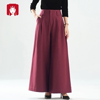 Culottes pour femmes BuYi LiRen Ge, nouveau style 2025, taille haute, fluide, jambe large, respirant, pantalon de printemps, rouge bordeaux, coupe ample, OEM accepté