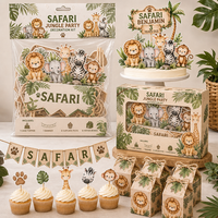 Décoration de gâteau personnalisée animaux de la savane, topper écologique pour cupcakes sur le thème de la jungle pour baby shower et fêtes d'anniversaire d'enfants