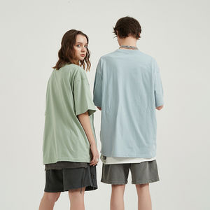 Taglie forti di <span class=keywords><strong>prima</strong></span> <span class=keywords><strong>classe</strong></span> cotone 100% di qualità oversize t-shirt da uomo tessuto a maglia 210g - Product Image 5