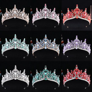 HG212 - Couronne De Mariage De Luxe En Cristal Strass Bleu, Diadème De