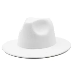 男性と子供のためのカスタムロゴ卸売ワイドつばフェドーラ帽子女性卸売2022白いフェドーラ帽子を出荷する準備ができてパナマ帽子