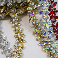 Applique florale en strass de verre à coudre pour robes de soirée, sacs, chaussures, chaîne décorative