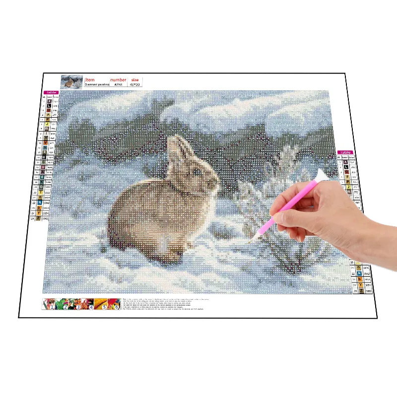 Алмазная живопись кролик и снег