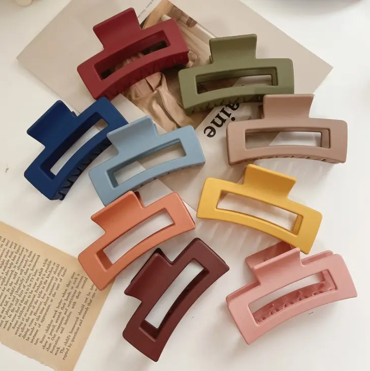 HC263A HC269A Vintage Geometric Rectangle Square Hair Claw Large Size Hair Clamps Claw Hair Clips For Women