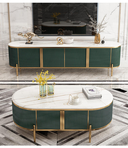 Juego de Mesa de Centro y Mueble para TV de Madera Sólida, Diseño Clásico Cuadrado de 3 Piezas, Duradero, Ecológico, Fácil de Limpiar, Moderno, para Sala de Estar - Product Image 2