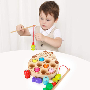 <span class=keywords><strong>Jeu</strong></span> de pêche en bois pour les tout-petits de 1 à 3 ans, apprentissage précoce, motricité fine, jouets en bois - Product Image 3