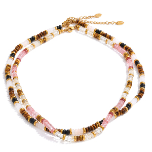 Collar JINYOU 898 Hecho a Mano con Cuentas de Piedra Natural Ojo de Tigre, Cadena de Acero Inoxidable, Gargantilla - Product Image 1