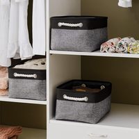 Boîte de rangement pliable en toile 3 pièces 14x10x7 pouces Design classique Capacité 10-20L pour organiser vêtements, cadeaux, jouets