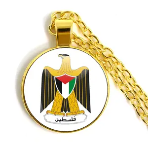 قلادة علم فلسطين بخريطة مخصصة ، قلادة فلسطينية ، قلادة حرفية