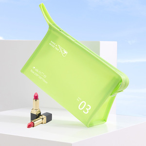 Portable Waterproof PVC Toiletry Bag 235x150x75mm Rectangle Yellow Pink Travel Makeup Storage Bag - Product Image 3