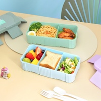 Boîte Bento Portable en Plastique à 3 Compartiments, Compatible Micro-ondes, Qualité Alimentaire, pour Étudiants et Employés de Bureau