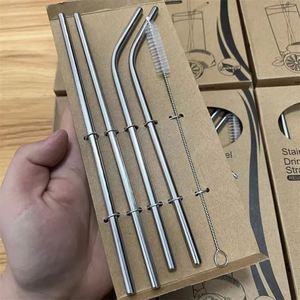 Paquete de Cuatro Pajitas de Acero Inoxidable 304, Grado Alimenticio, para Bebidas Frías, Reciclables y Ecológicas, para Salidas y Accesorios de Bar - Product Image 3