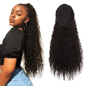 Extensions de <span class=keywords><strong>cheveux</strong></span> naturels brésiliens Remy DeepWave 12A en gros, queue de cheval à cordon, postiches pour tresses afro - Product Image 2