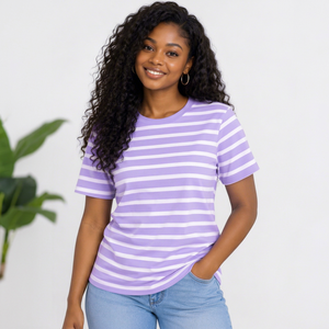 <b>Red</b> Rooks Apparel Unisex <b>Striped</b> Short Sleeve T-Shirt O-Neck Casual Wear <b>Red</b> Patterned <b>Top</b> 100% Cotton 180g Breathable - Product Image 1