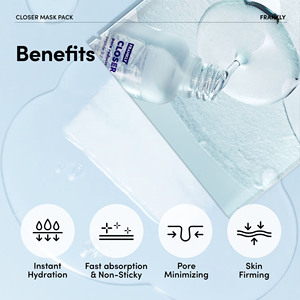 Masque FRANKLY Closer, meilleure qualité coréenne, soin du visage et de la peau avec peptides et extrait de riz pour l'hydratation de la peau du visage, 10 pièces - Product Image 6