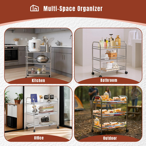 รถเข็นเก็บของสแตนเลส 3 ชั้น สำหรับห้องครัวและห้องน้ำ - Product Image 4