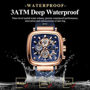 Reloj de Pulsera Deportivo de Moda POEDAGAR 849 para Hombre, Cronógrafo de Cuarzo, Resistente al Agua 3ATM, Caja Cuadrada, Correa de Silicona - Product Image 4