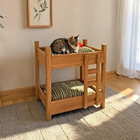 Vente en gros usine : Maison pour chien moderne en bois massif à deux niveaux, surélevée avec échelle et coussins lavables pour intérieur