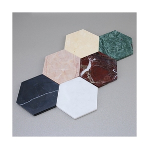 UnionStone Hexagon Stone Coaster Set Natural Marble Non-Slip <b>Mats</b> Modern Design for Table Decoration - Product Image 1