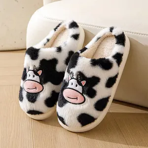 kawaii cow plush slippers grinched fur anti slippers for kids girls baby winter costume charms hello my kitties stuffed slippers