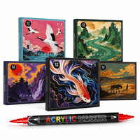 Marqueurs acryliques à double pointe scintillants 12 couleurs, stylos pinceaux à base d'eau, corps holographique, étui en PP, artisanat DIY OEM