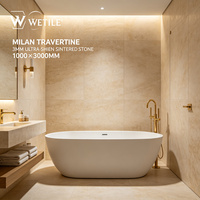 Dalle de pierre frittée ultra-mince en travertin de Milan 1000x3000mm, texture travertin pour revêtement mural d'hôtel, villa, décoration de meubles