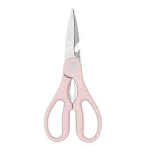 Kitchen Scissor Stainless Steel Pink Wheat Straw Straight Head Home Use Multi Purpose Food Cutting - Product Image 4