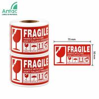 Étiquettes fragiles autocollantes 75*50mm, autocollants d'avertissement pour l'expédition, l'emballage, le transport, le stockage, étiquettes d'avertissement de sécurité