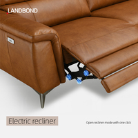 Luxuriöses Braunes Echtleder-Ecksofa im Europäischen Stil, 7-8-Sitzer Wohnzimmermöbel, Modernes L-förmiges Relaxsofa