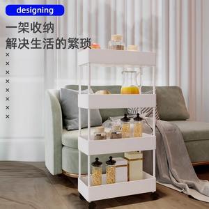 Chariot de rangement minimaliste à 5 niveaux en plastique avec roulettes pour cuisine, salle de bain, chambre à coucher, étagère mobile multi-usage - Product Image 4