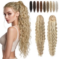 Queue de cheval longue ondulée en gros avec cordon de serrage, pinces moelleuses, fibres Kanekalon Futura haute température, extensions de cheveux doux pour femme