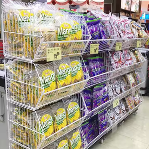 Cesta de rejilla de alambre de acero de un solo lado de gran oferta, estantes de exhibición de supermercado de <span class=keywords><strong>4</strong></span> capas, cesta de basura resistente - Product Image 5