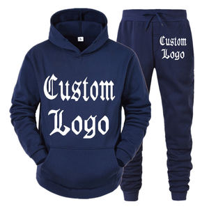 Yeni moda erkek özel marka adı dijital baskılı kalın ve sıcak teknoloji polar Hoodie & Sweatpants iki parçalı eğitim eşofman - Product Image 1