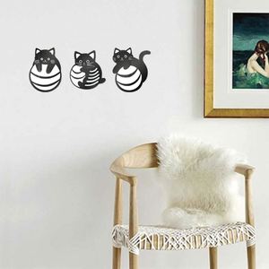 Autocollants muraux en acrylique autocollants - 3 silhouettes de chats en dessin animé pour chambre et salon, décoration murale tendance pour la maison - Product Image 2